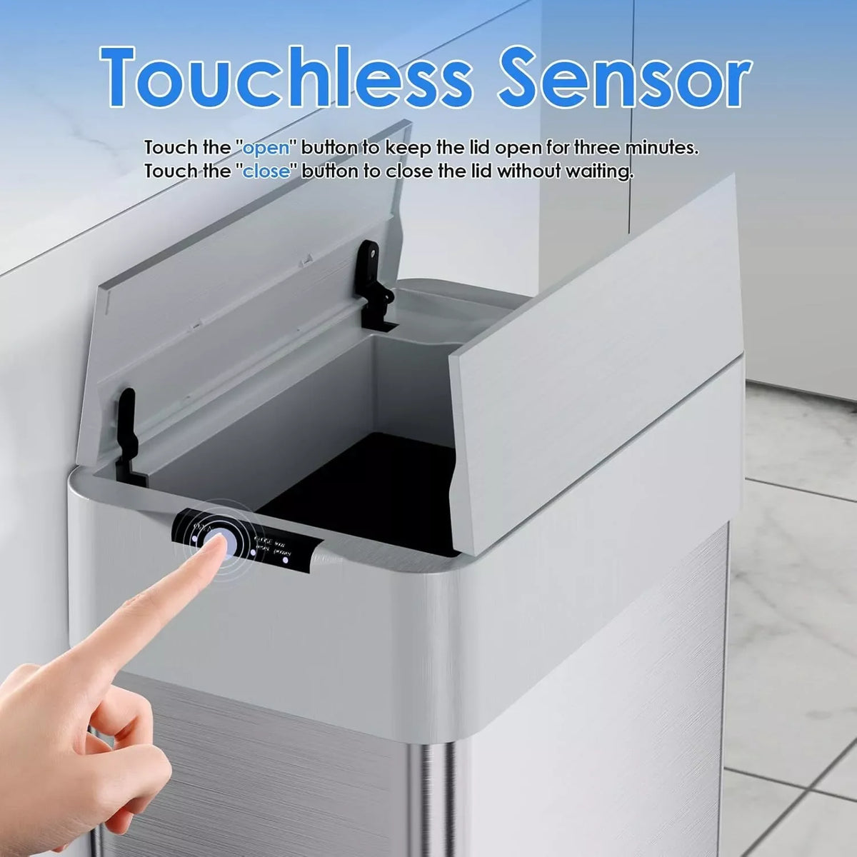 Homfa Stainless Steel Automatic Motion Sensor Kitchen Trash Can