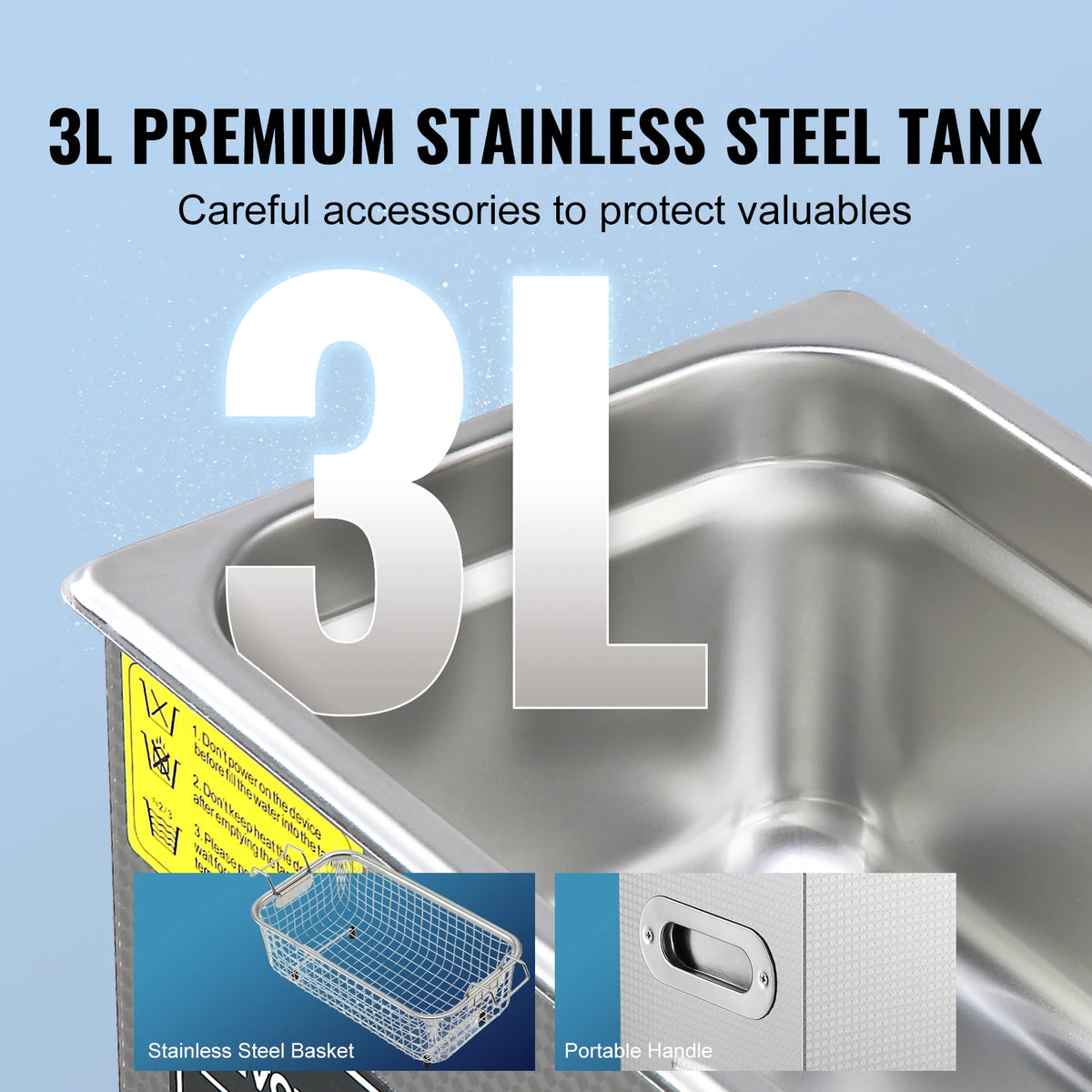 SucceBuy Stainless Steel Ultrasonic Cleaner Portable Home Appliance
