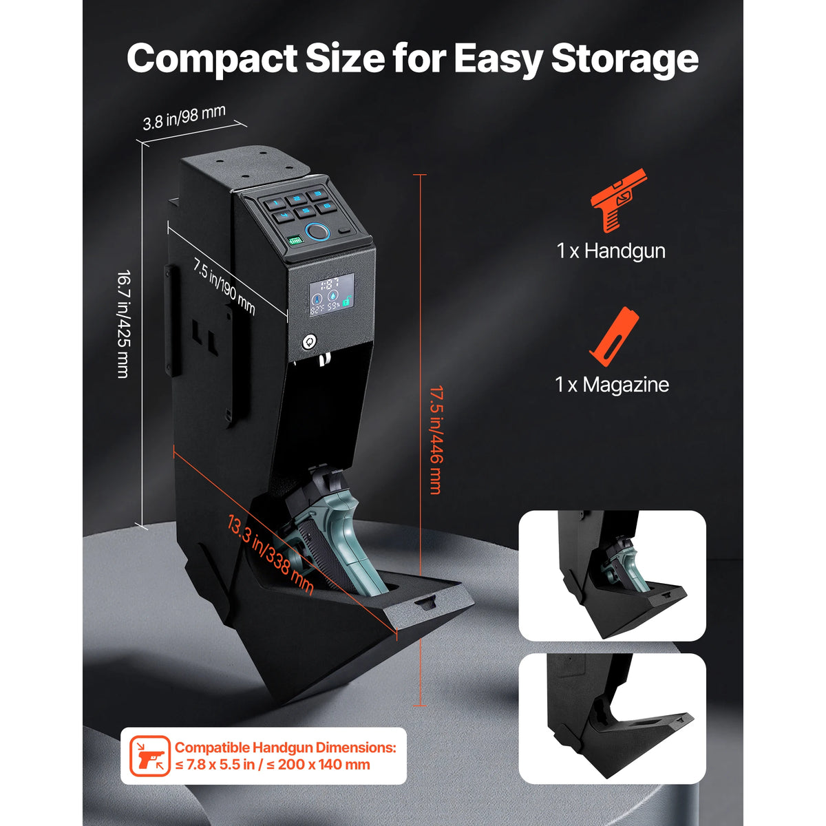 Quick Access Biometric Gun Safe With Led Digital Lock