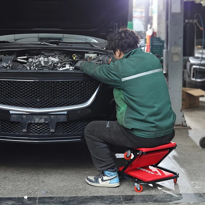 Heavy Duty Mechanic Creeper Seat With Transforming Rolling Stool Design