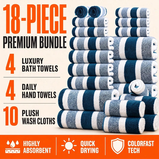 Luxury 18 Piece Bath Towel Set Soft Plush Texture