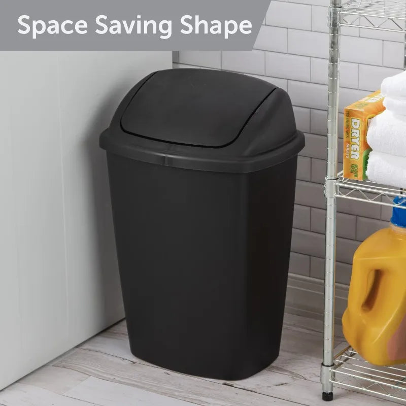 Stylish Kitchen Plastic Garbage Bin With Durable Swing Top Lid
