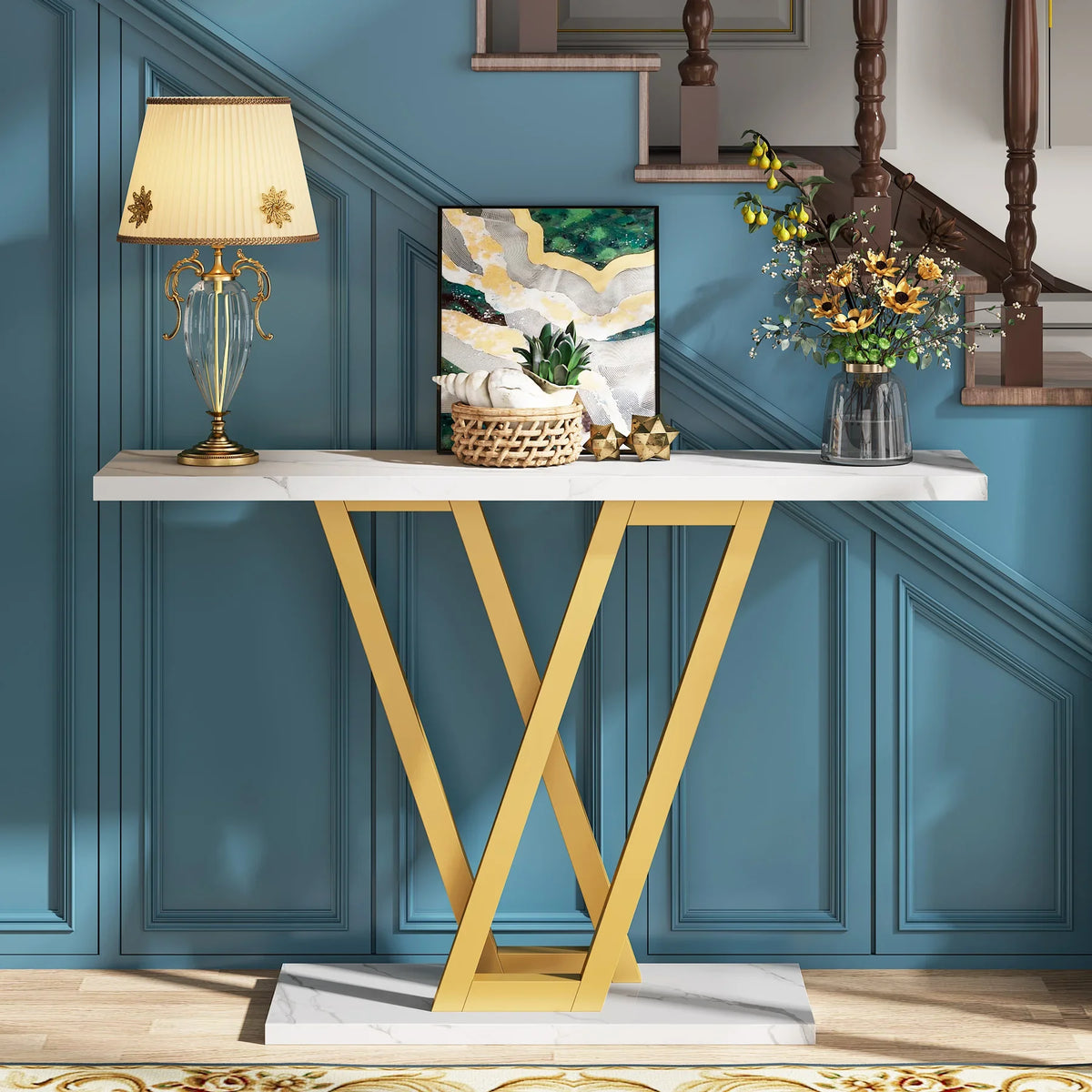 Tribesigns Modern Industrial Console Table For Entryway Hallway