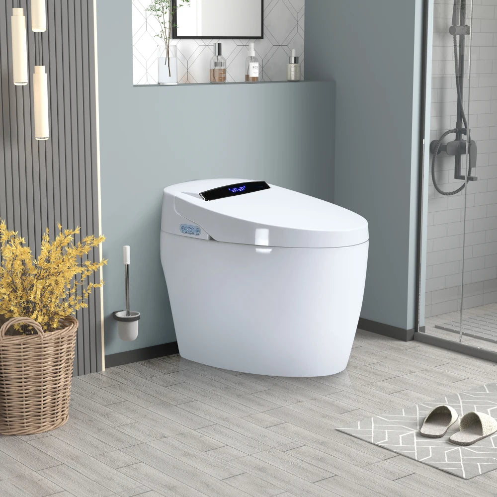 Automatic Ceramic Smart Toilet With Heated Bidet And Auto Lid