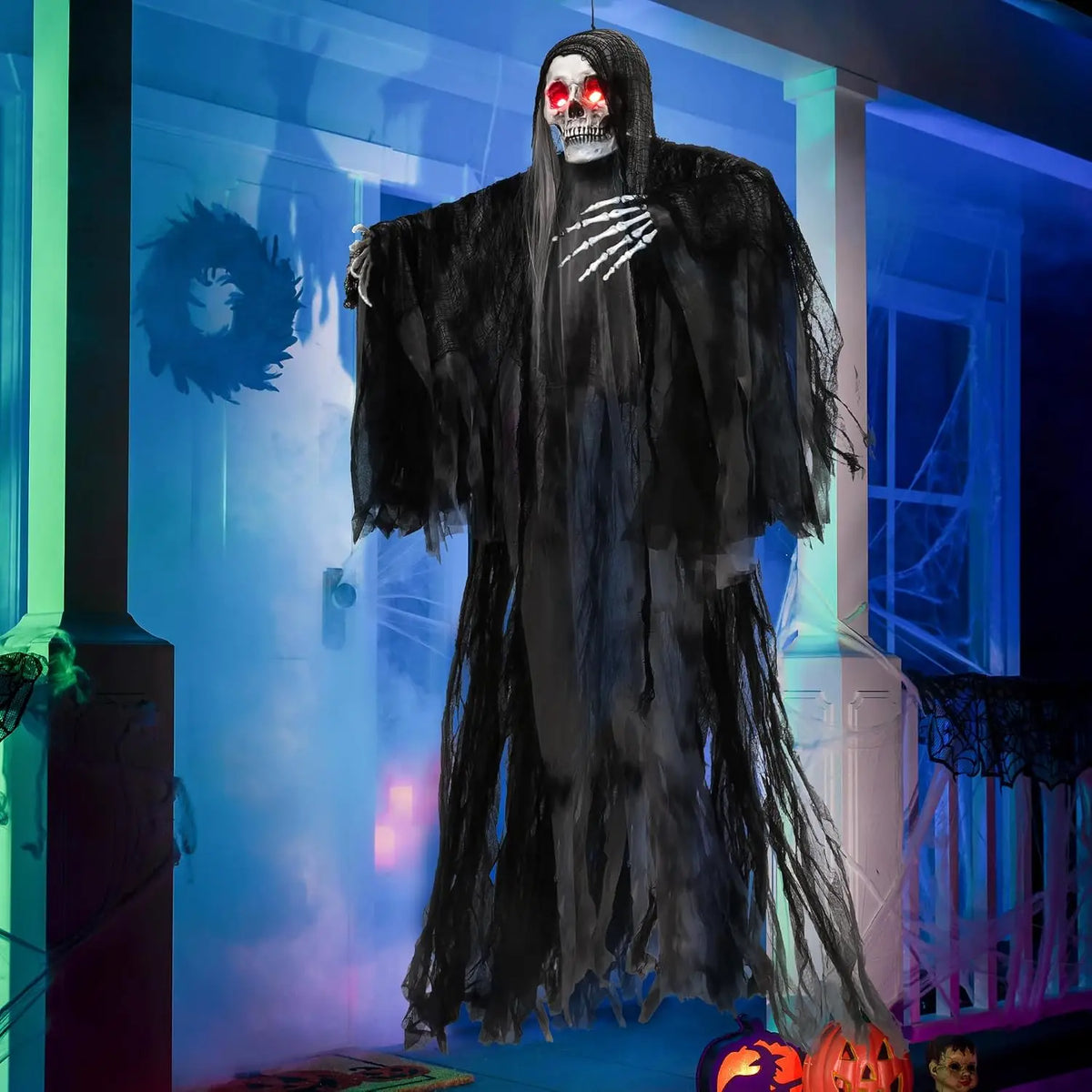 Joyfy Animated Hanging Grim Reaper With Glowing Eyes And Sound