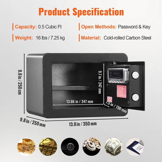 SucceBuy Electronic Safe Box With Digital Keypad And Override Keys