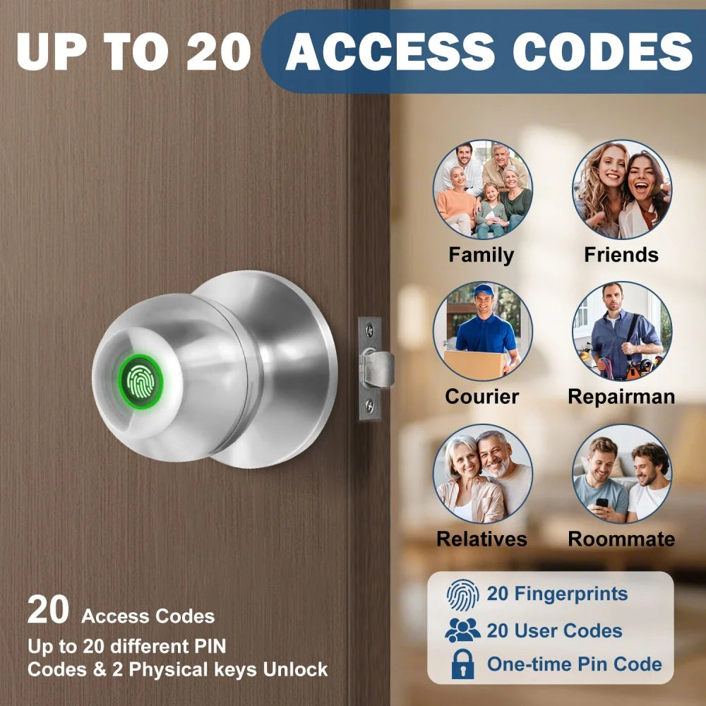 YFK Smart Fingerprint Door Lock Bluetooth Keyless Entry Auto Lock