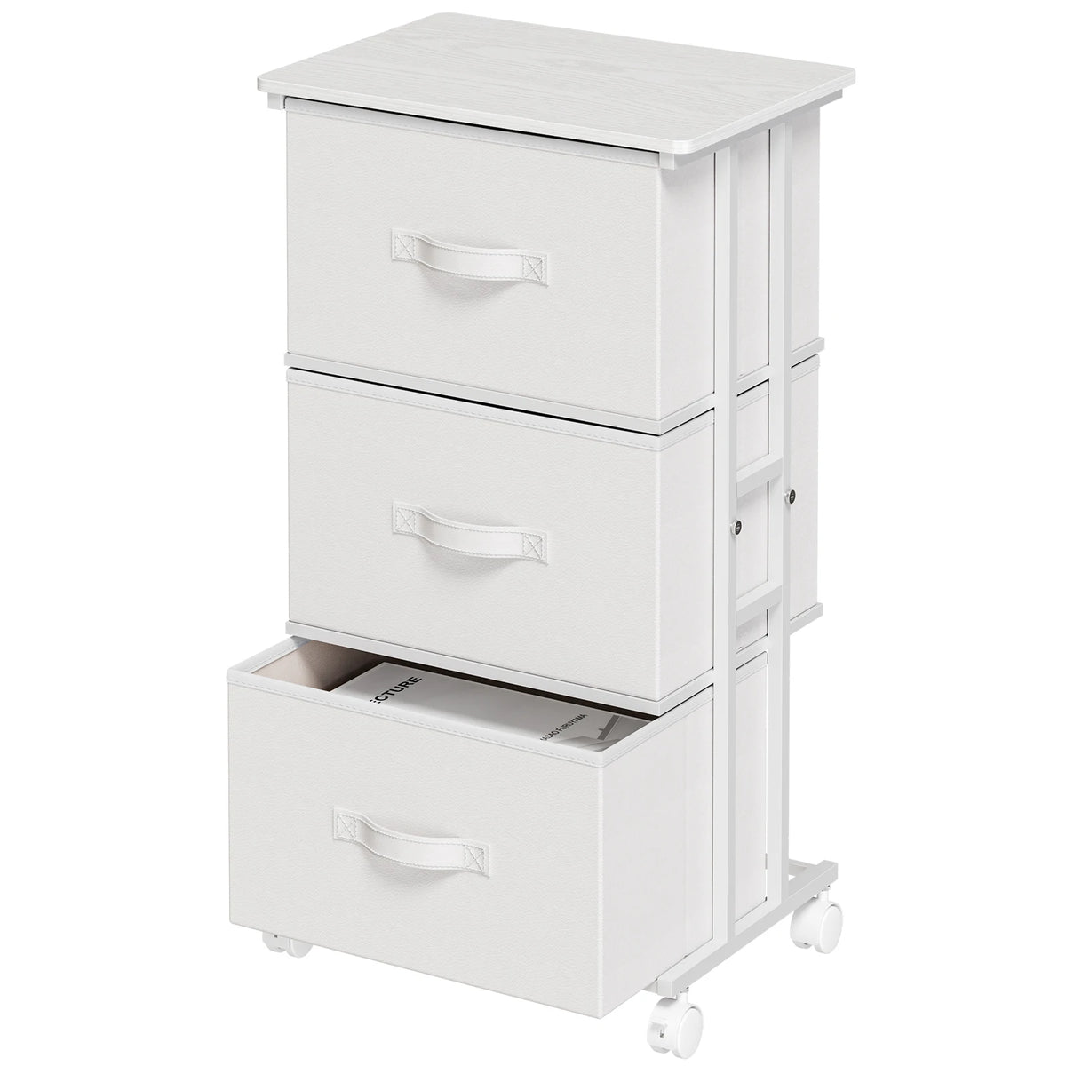 JHK 3 Drawer Rolling Dresser Storage Cabinet Steel Frame Organizer