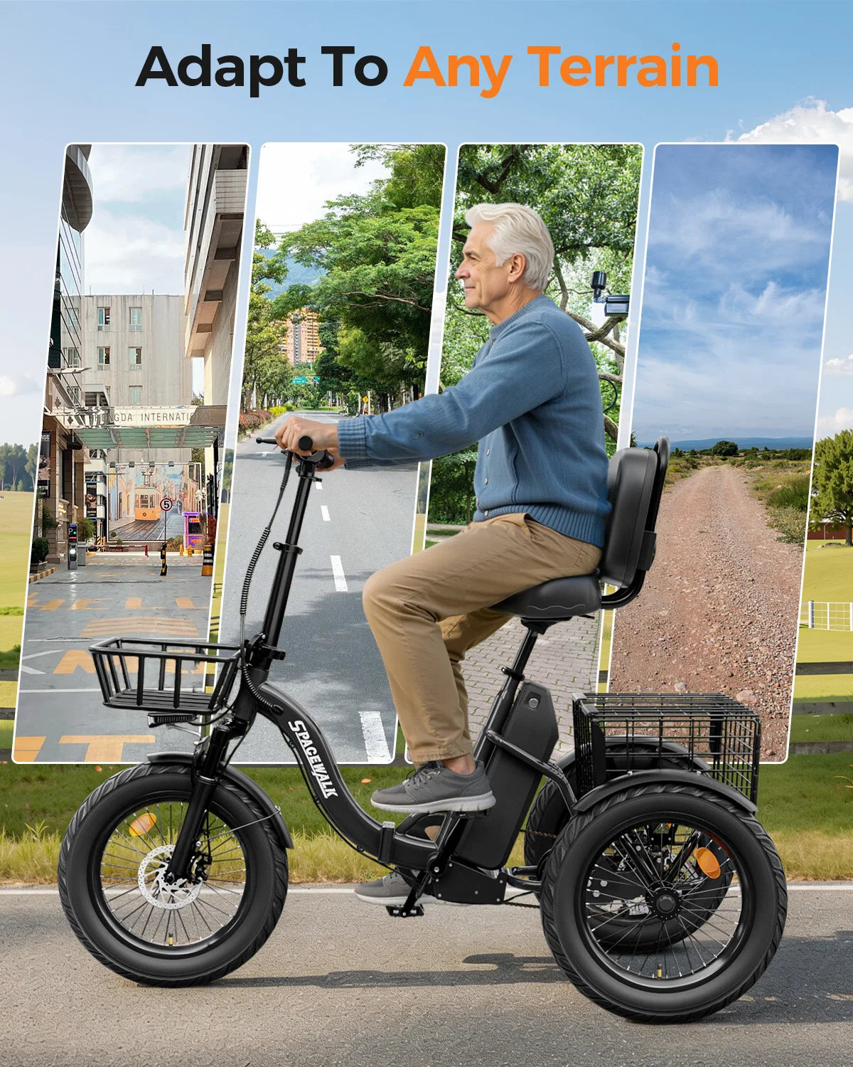 Eilleo Spacewalk Premium Folding Electric Trike For Adults