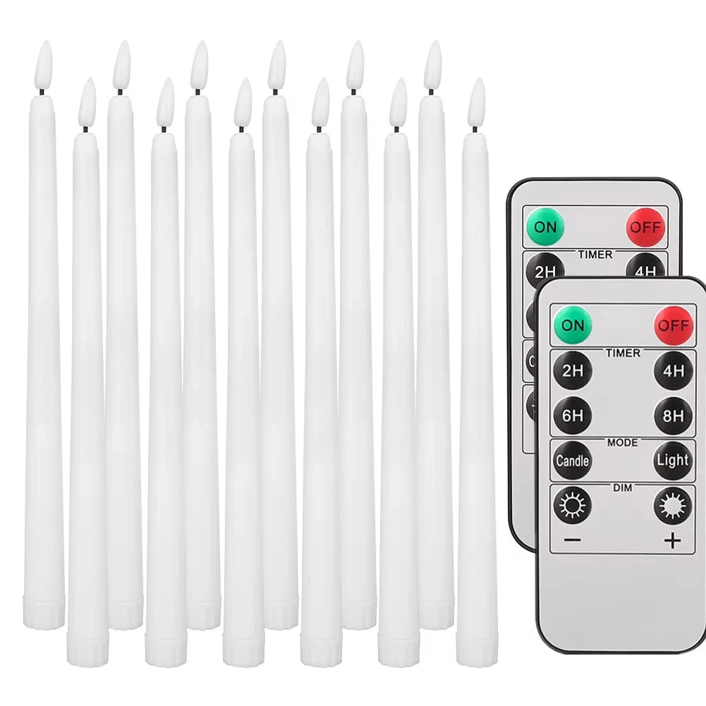 LED Flameless Taper Candles With Remote Flickering Battery Operated Decor
