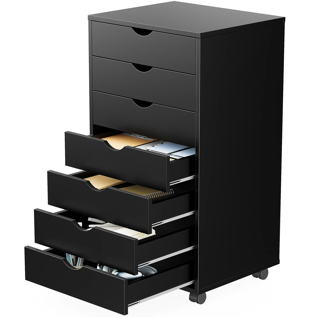 JHK 7 Drawer Wooden Rolling Storage Cabinet With Wheels