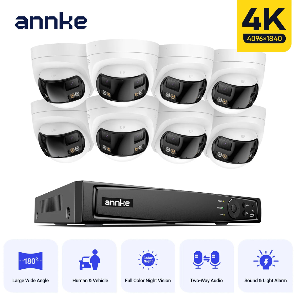 Annke 8mp 4k 180 Panoramic Dual Lens Cctv Camera System