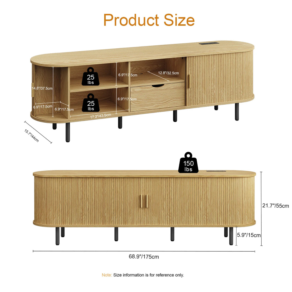 Onbrill TV Stand With Power Outlet And Adjustable Shelf