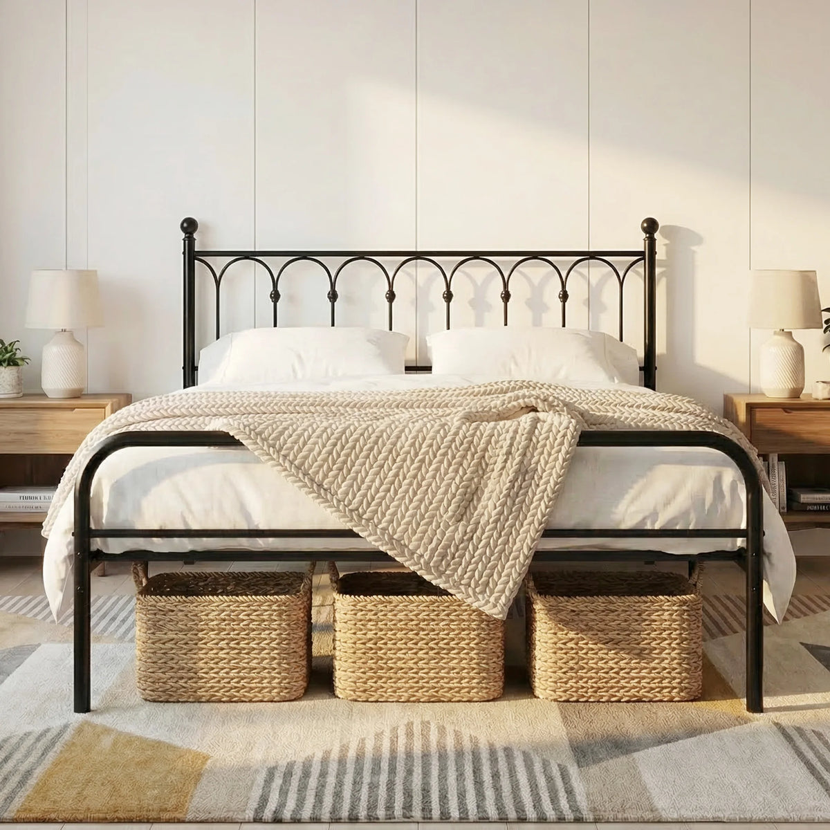 JHK Heavy Duty Metal Platform Bed Frame With Enhanced Stability