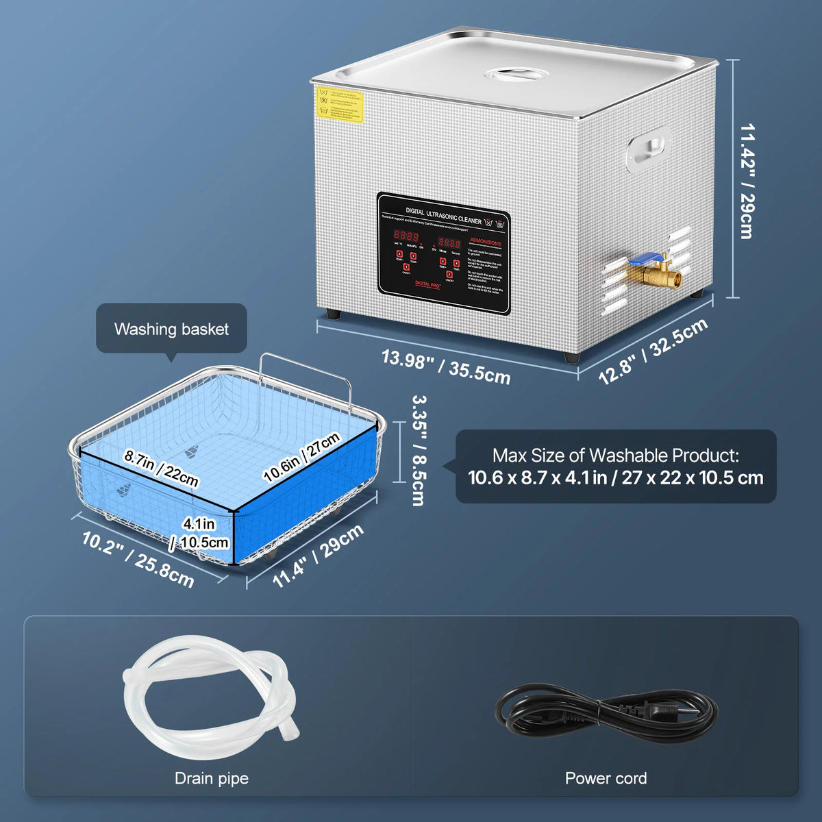 SucceBuy Stainless Steel Ultrasonic Cleaner Portable Home Appliance