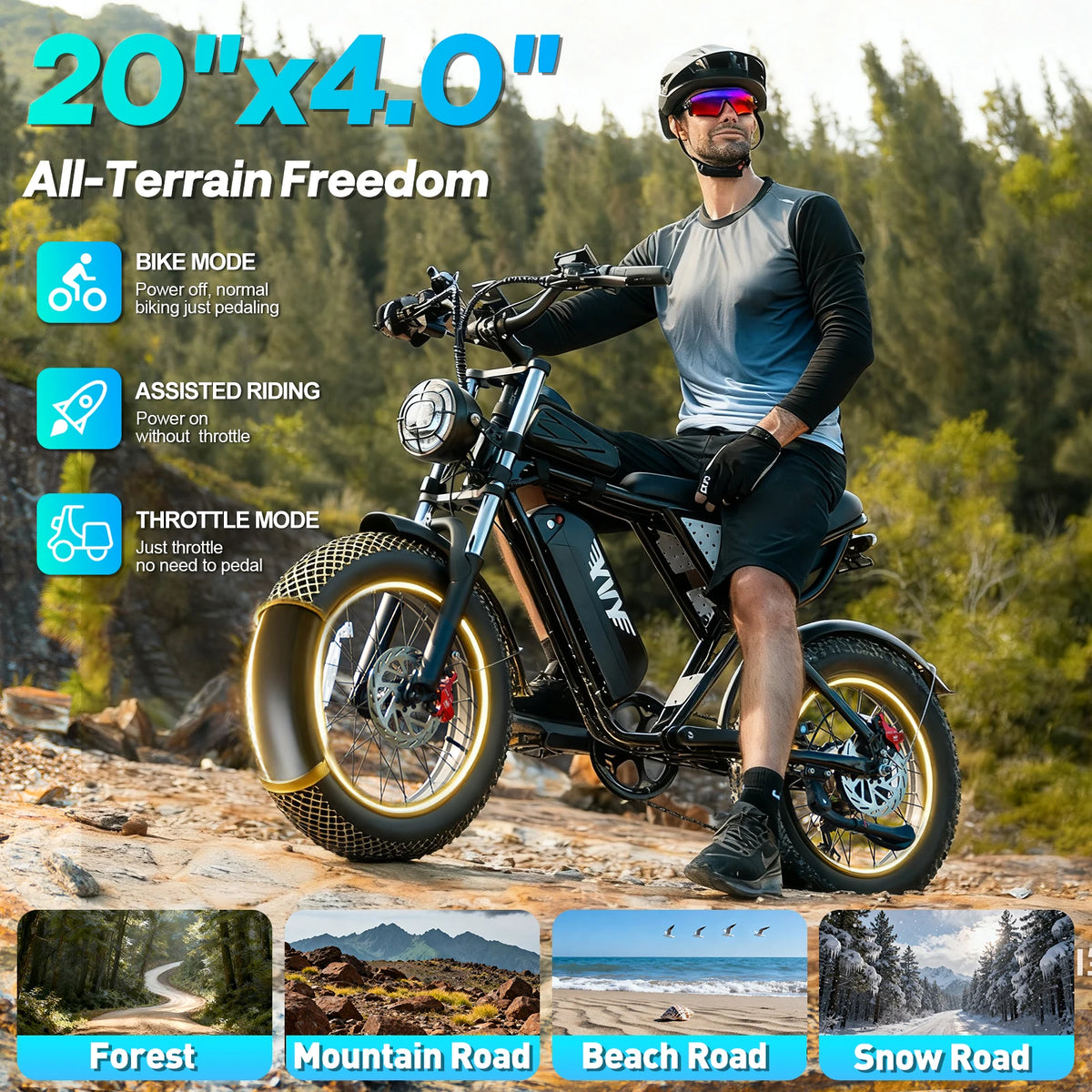 YVY K20 Lite Fat Tire Electric Bike For Adult Trails