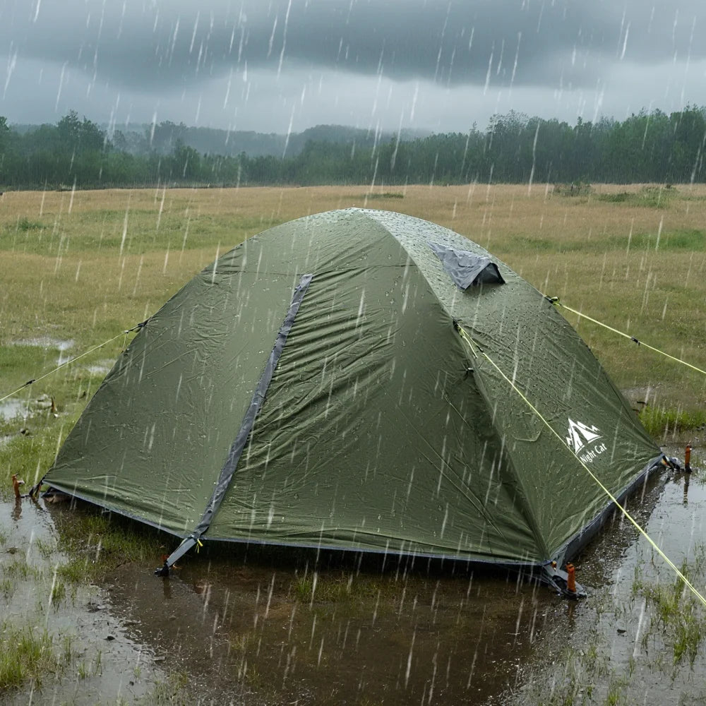 Night Cat Waterproof Backpacking Tent With Rainfly And Aluminum Poles