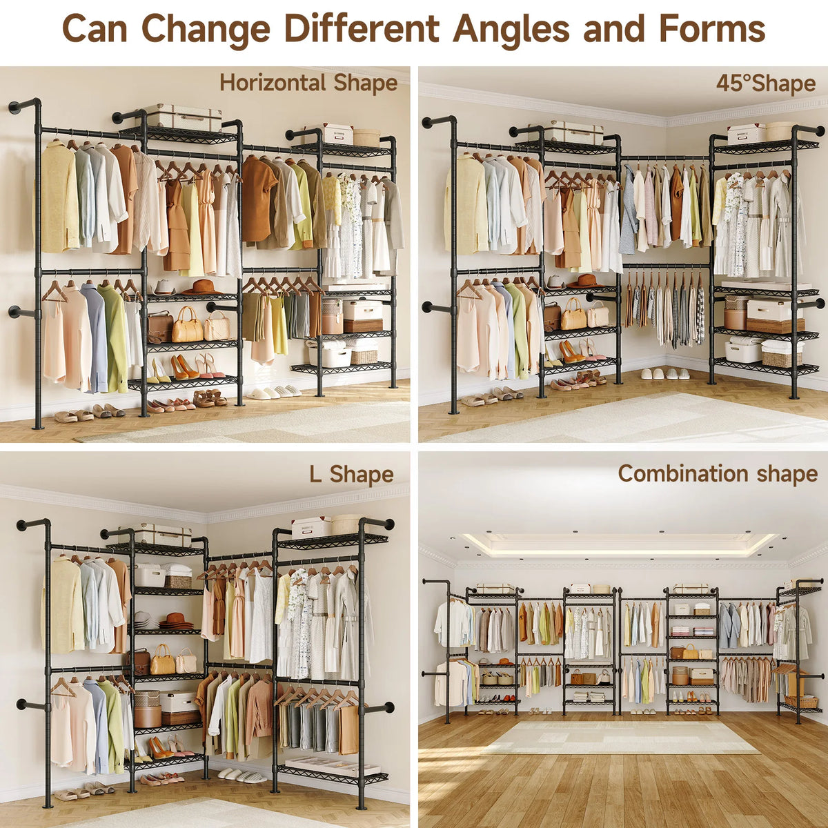 Onbrill Wall Mounted Industrial Clothes Rack With Expandable Rods