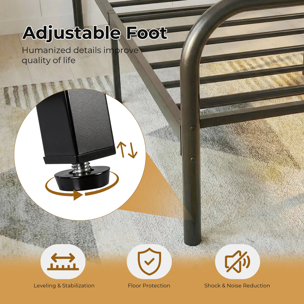 JHK Heavy Duty Metal Platform Bed Frame With Enhanced Stability