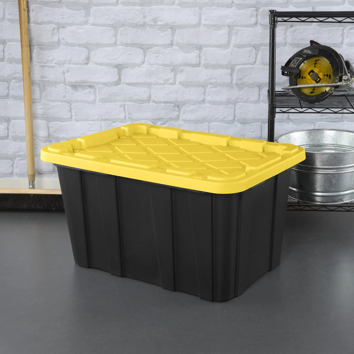 Durable Plastic Storage Tote with Snap On Lid Industrial