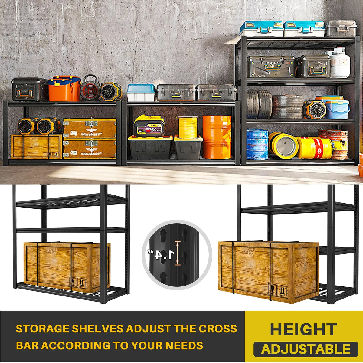 Sarenzoon Sturdy Metal Rack With Four Shelves For Garage Storage