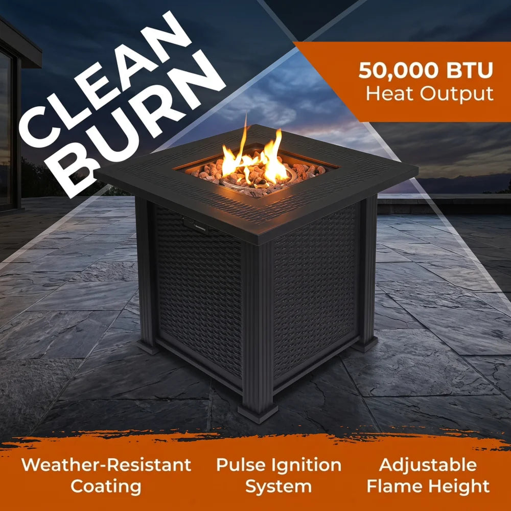 Modern Outdoor Propane Fire Pit Table With Lava Stones