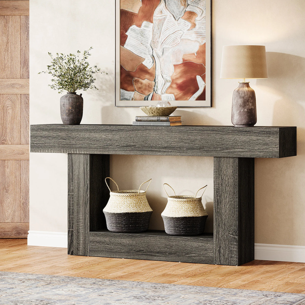 Tribesigns Farmhouse Console Table With Sturdy U Shaped Base