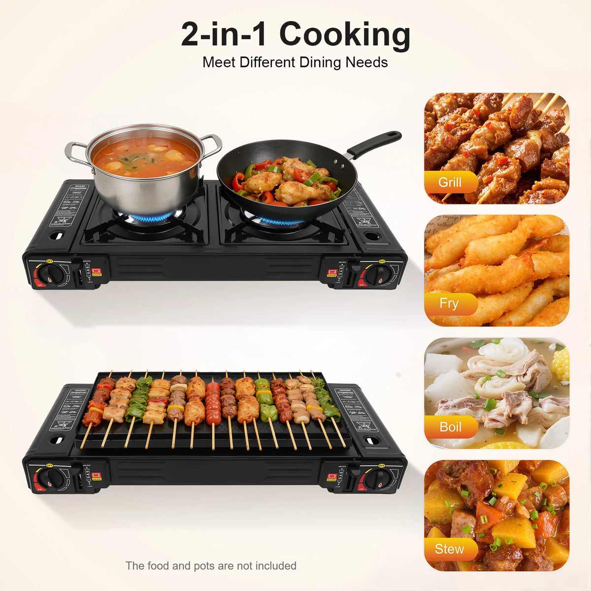 Portable Camping Gas Stove With Grill Tray And Carrying Case