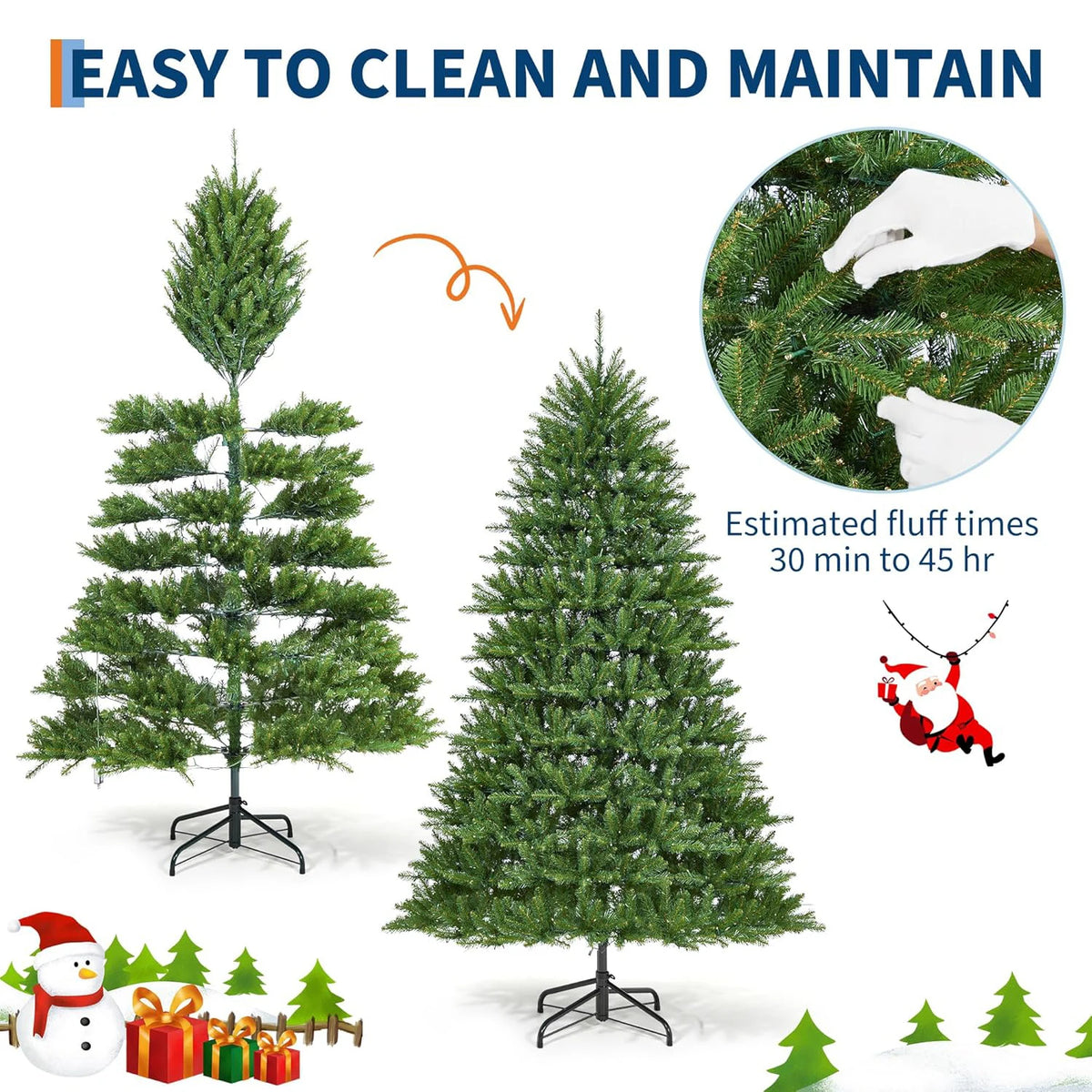 HiMISS Prelit Artificial Christmas Tree With Lights And Foldable Stand