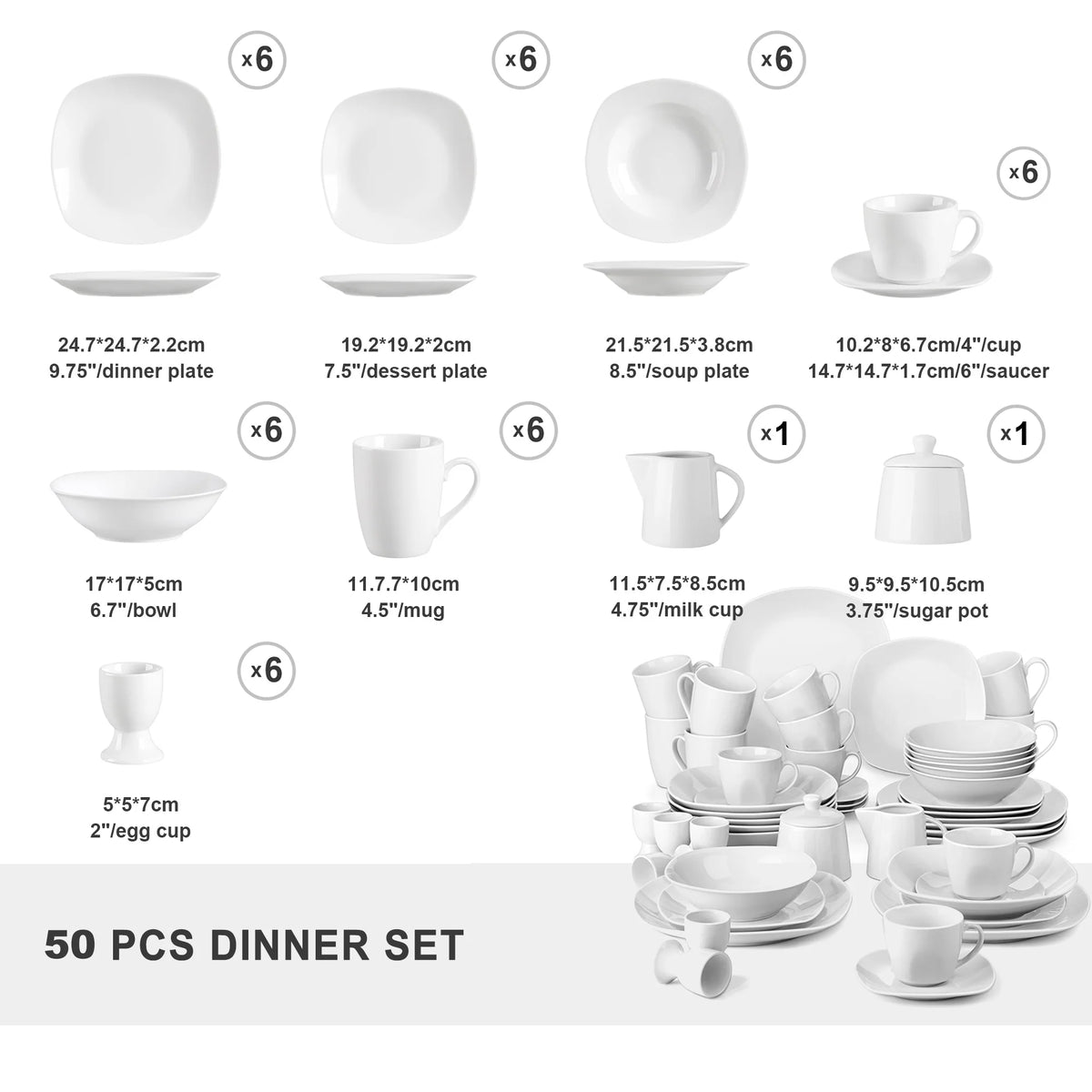 Malacasa Elisa Collection Ceramic Dinner Set With Saucers And Bowls