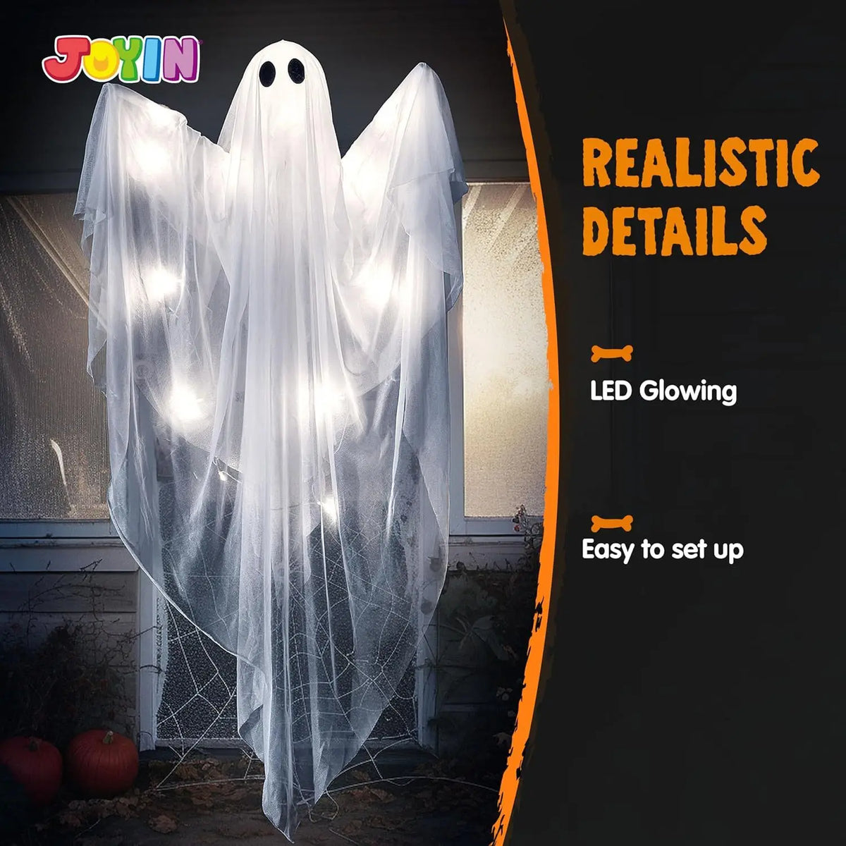 Halloween Hanging Ghost Decoration With Spooky White LED Lights