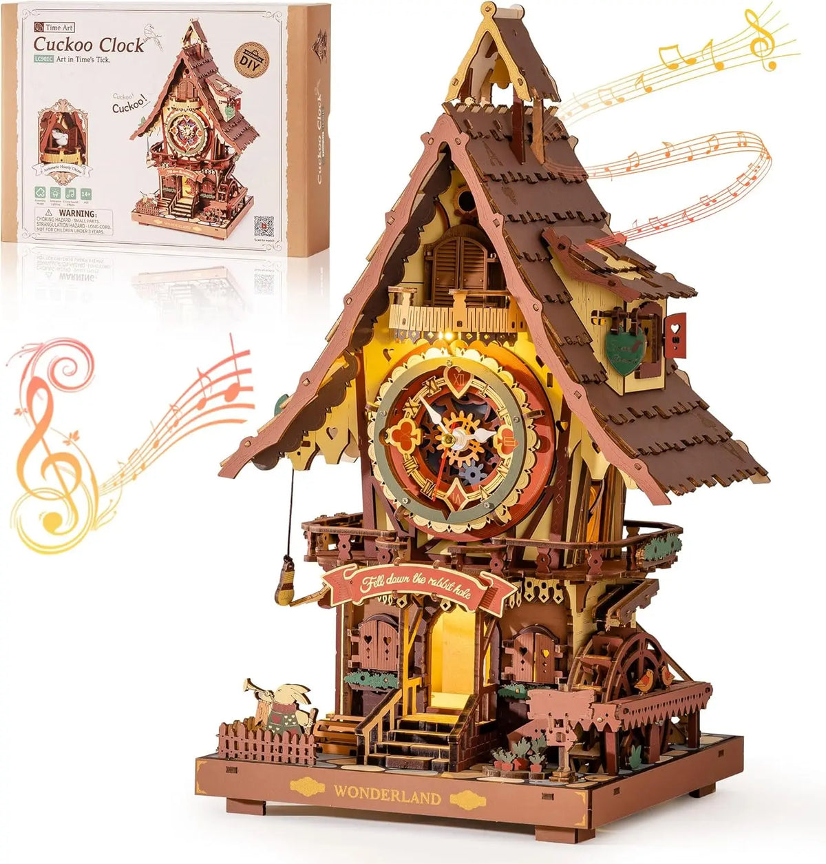Robotime 3D Wooden Cuckoo Clock Puzzle Kit With Working Bird