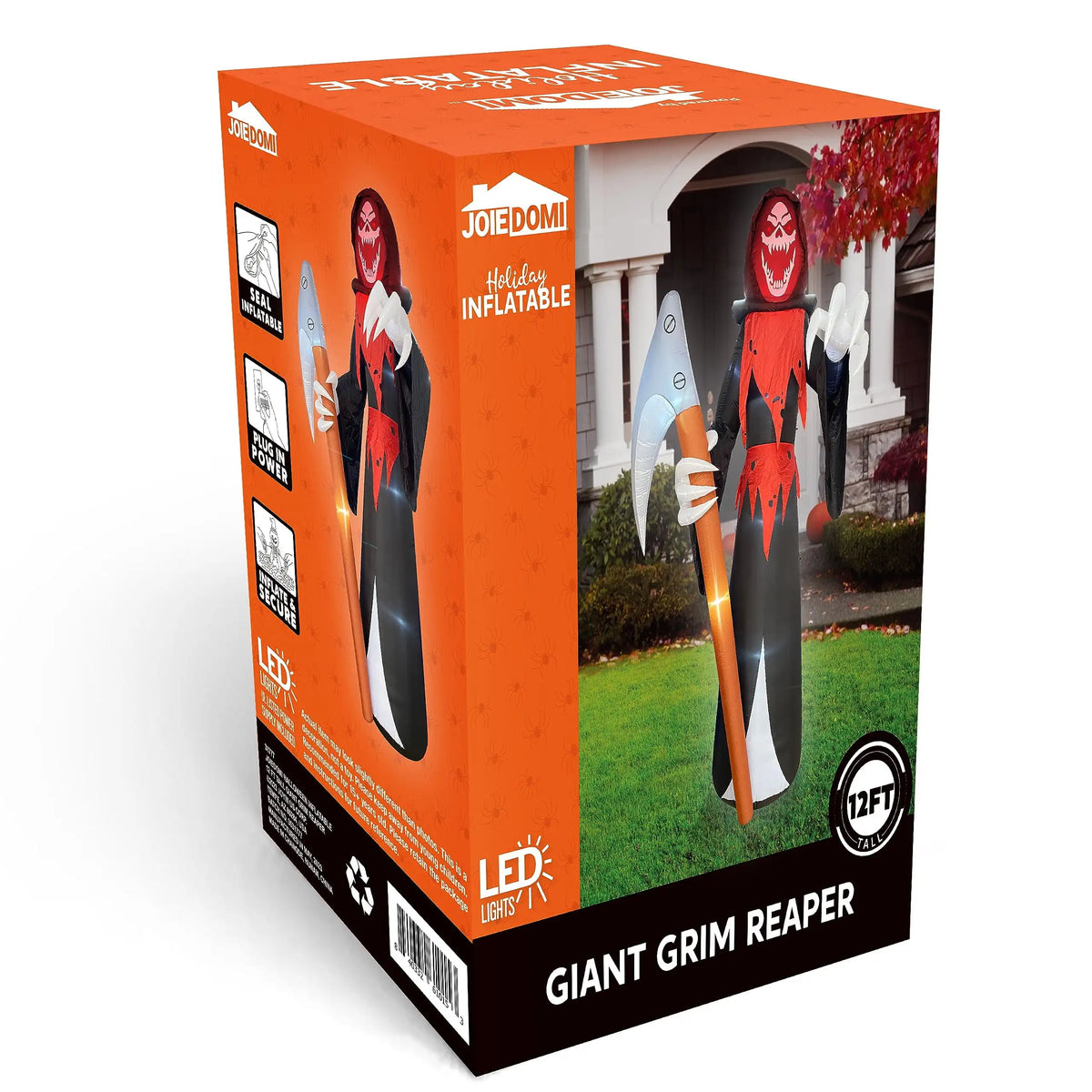 Joyfy Halloween Inflatable Grim Reaper With Scythe And LED Lights