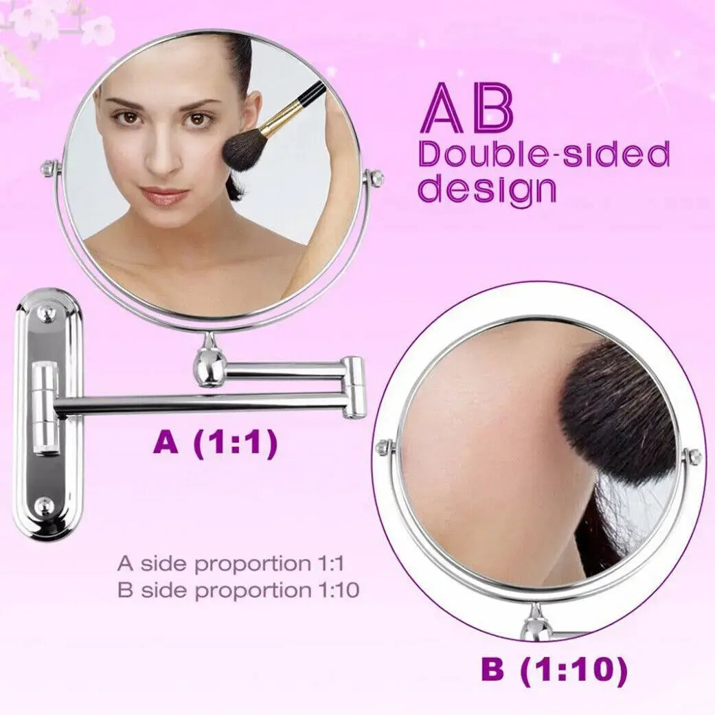 BORWART 10X Magnifying Swivel Wall Mounted Double Sided Vanity Mirror