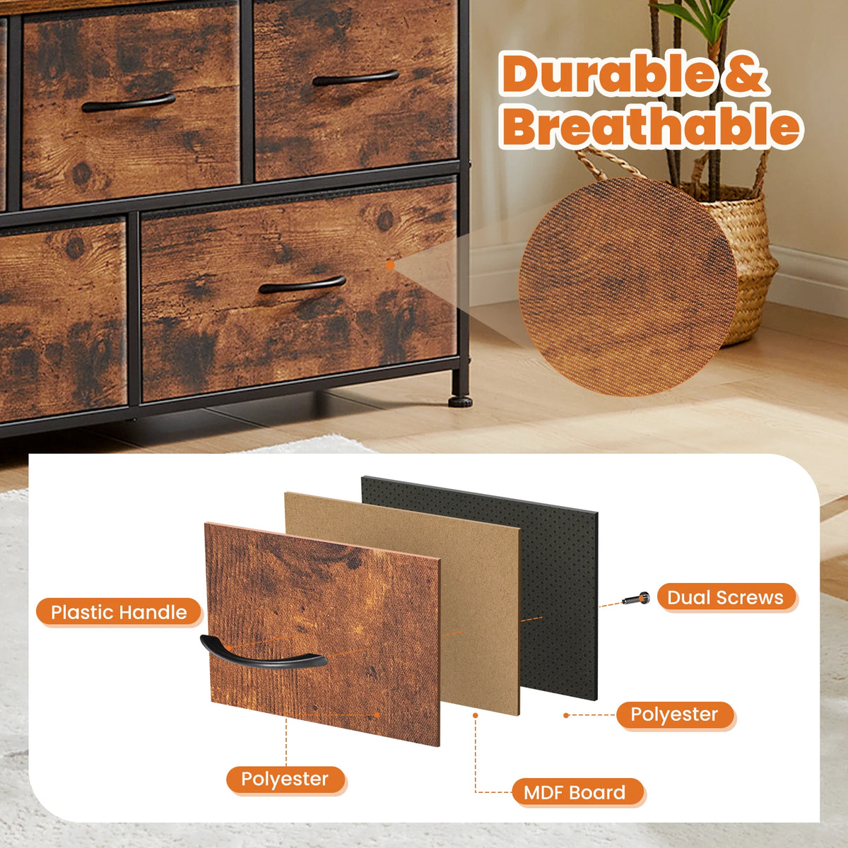 JHK Five Drawer Shoe Cabinet And TV Stand Home Organization