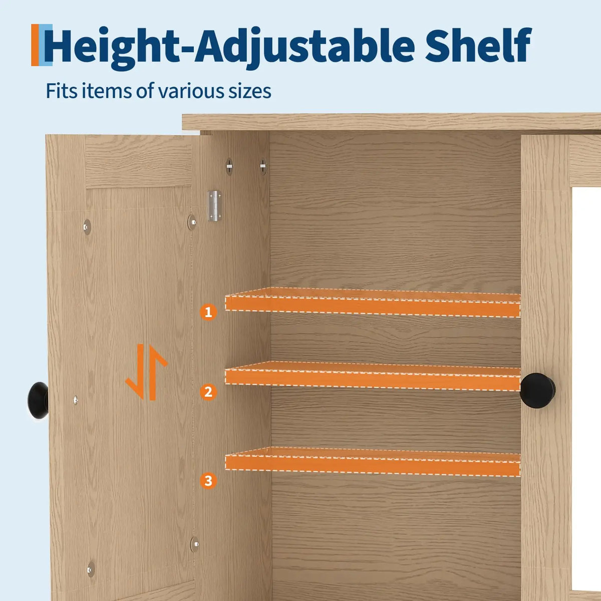 HiMISS Wall Mounted Wooden Bathroom Cabinet With Mirrored Doors