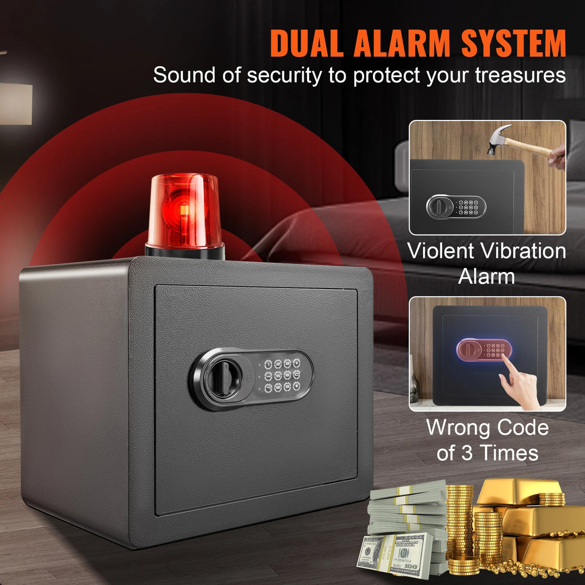 SucceBuy Electronic Safe Box With Digital Keypad And Override Keys