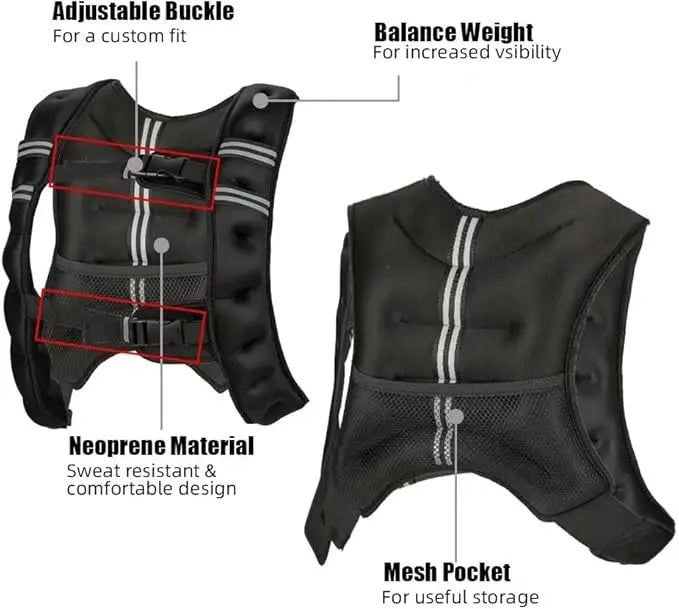 Adjustable Weighted Vest For Strength Training And Cardio Exercise
