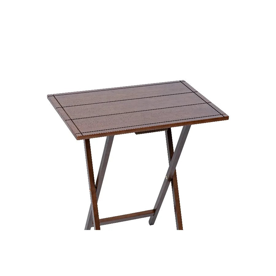 Mainstays Farmhouse Rubberwood Folding TV Tray Set With Storage Rack