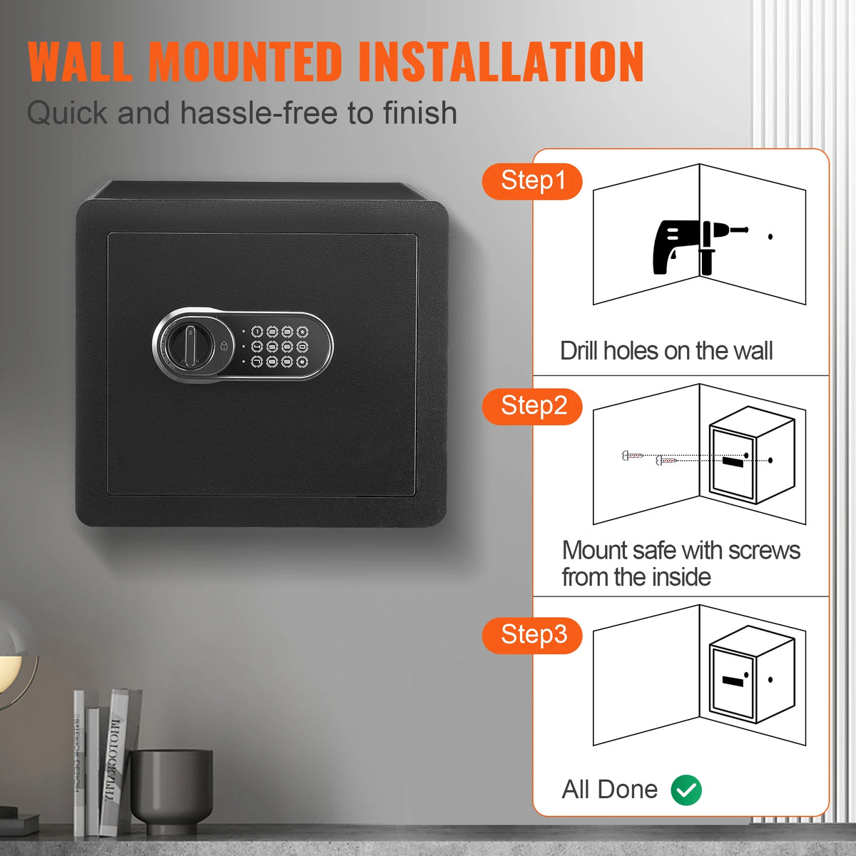 SucceBuy Electronic Safe Box With Digital Keypad And Override Keys