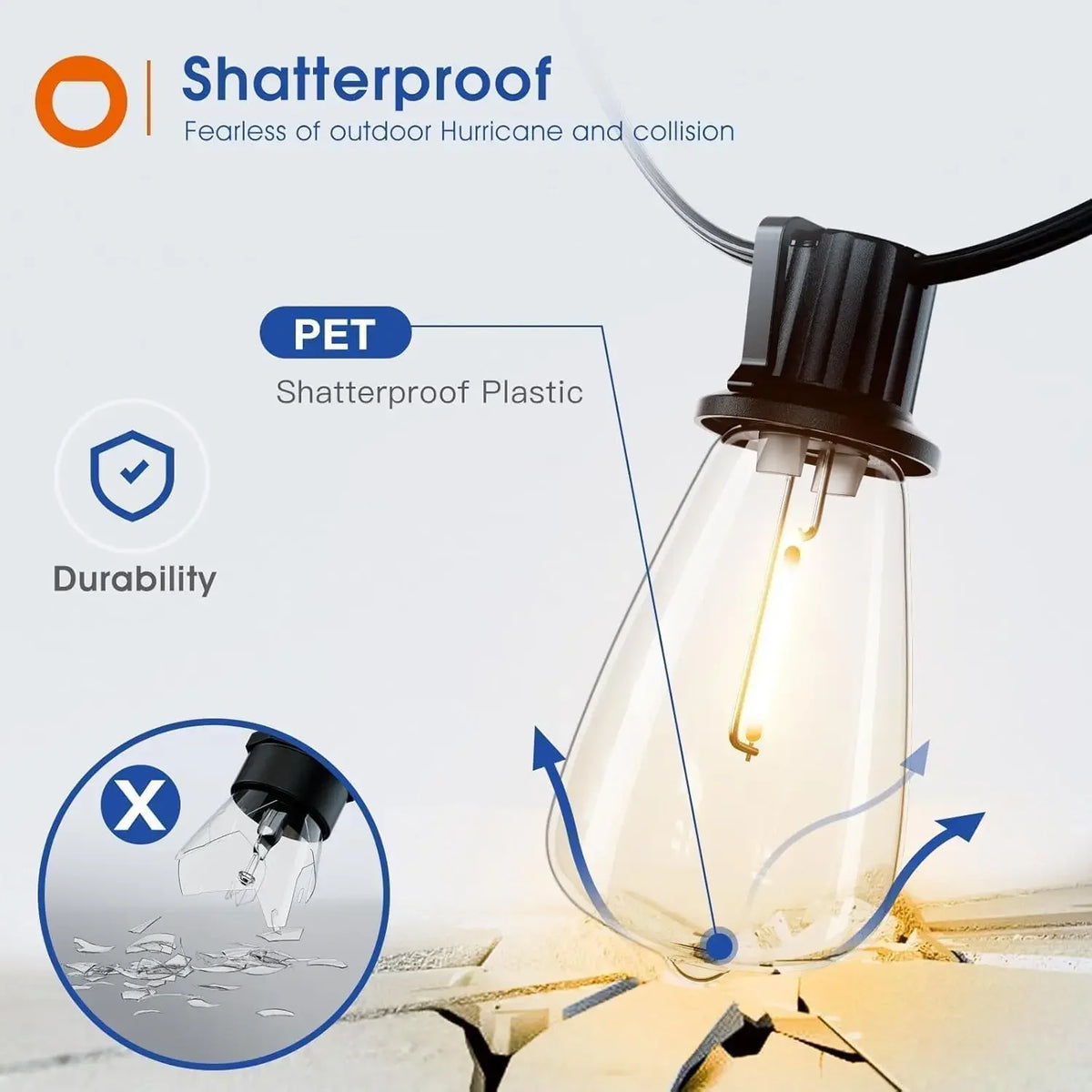 Mimirgb Waterproof Dimmable Outdoor Hanging Patio String Lights