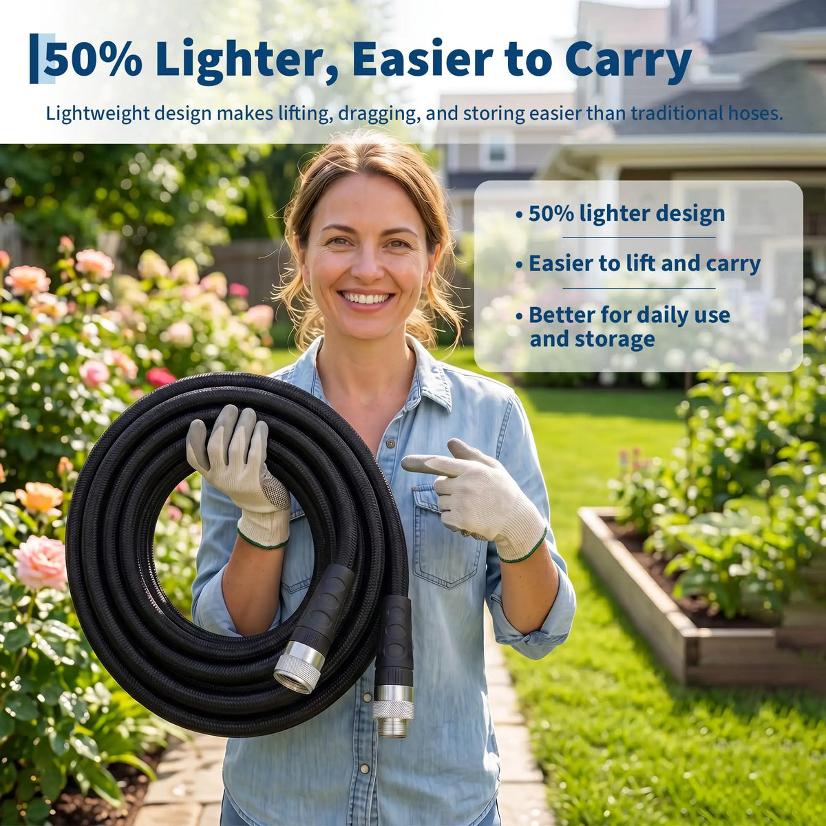 HiMiss Nonexpandable Braided Garden Hose With TPE Inner Tube