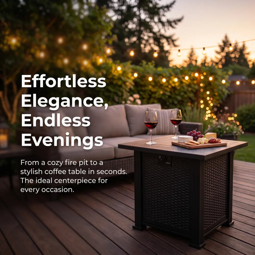 Modern Outdoor Propane Fire Pit Table With Lava Stones