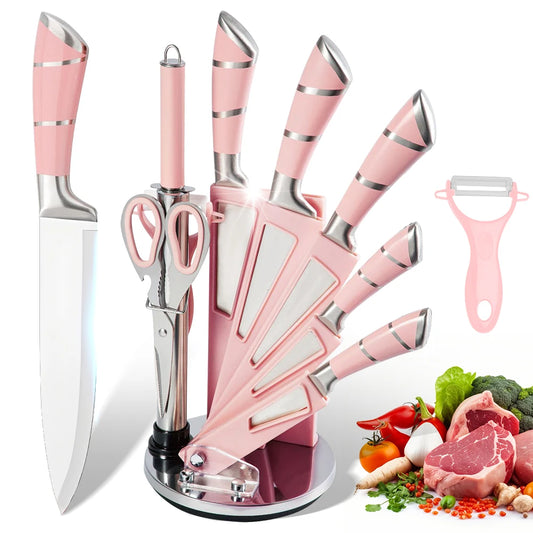 ZENG 9-Piece Stainless Steel Kitchen Knife Set With Accessories