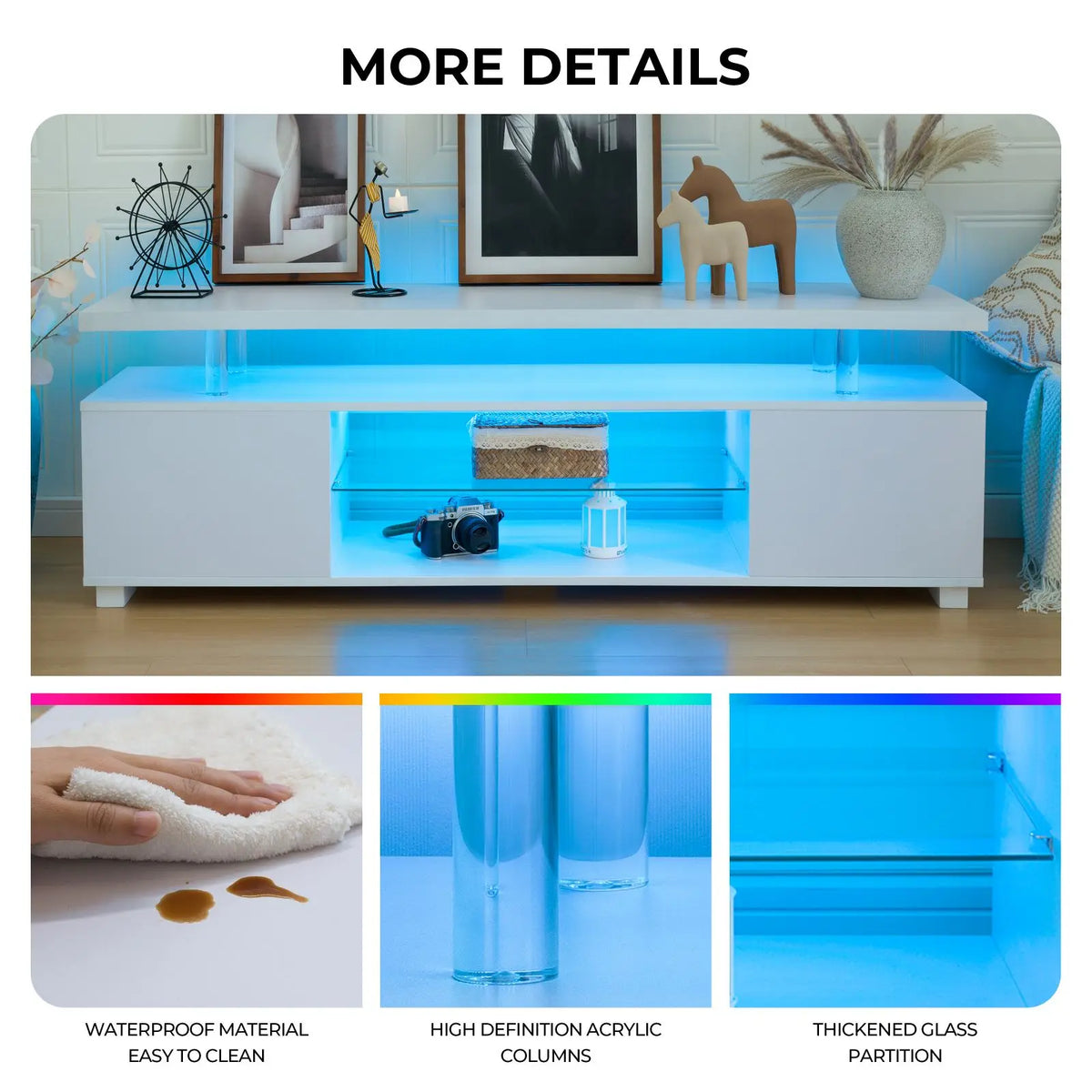 Cubehom Modern Wood TV Entertainment Center With Storage Console