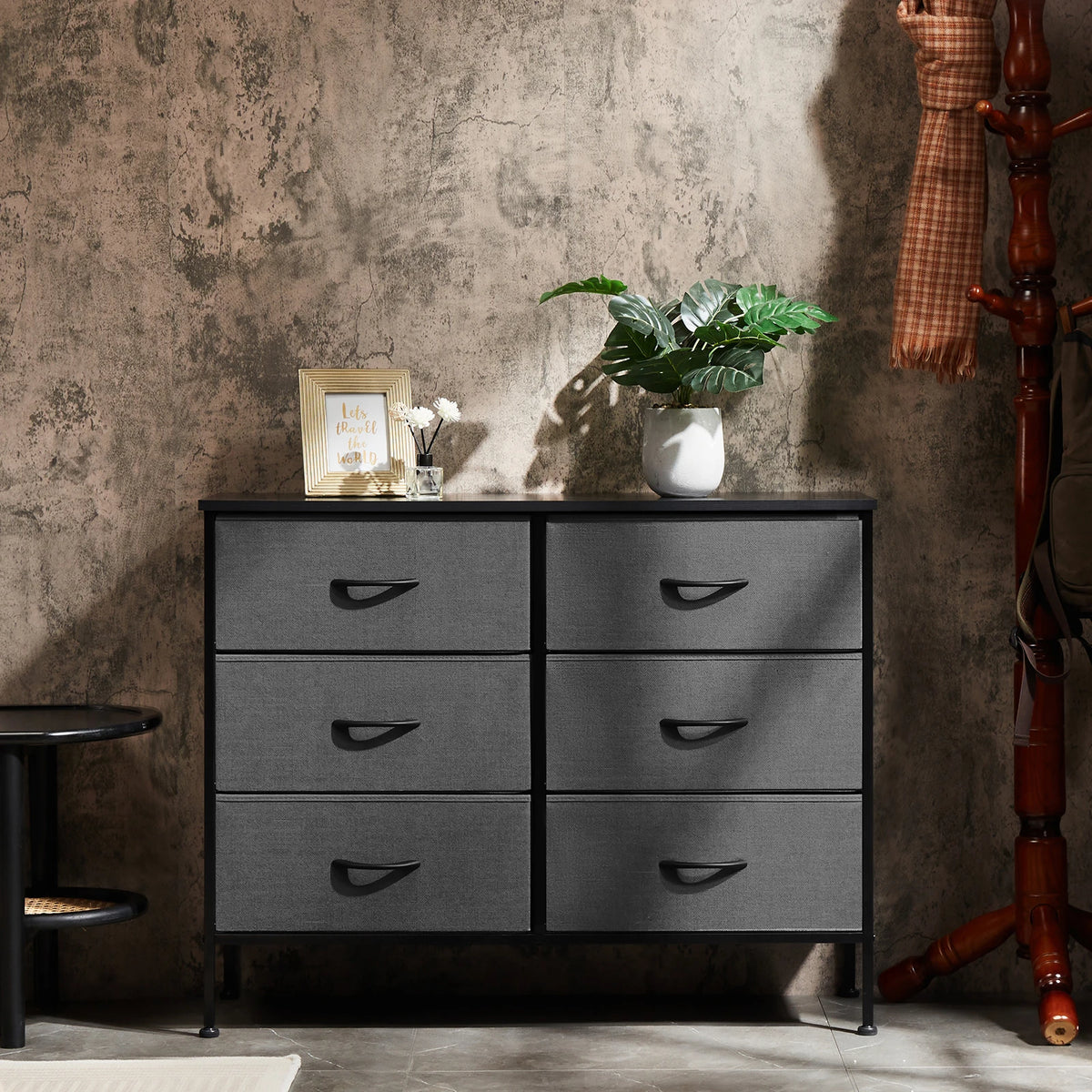 JHK Modern Six Drawer Fabric Nightstand Storage Cabinet