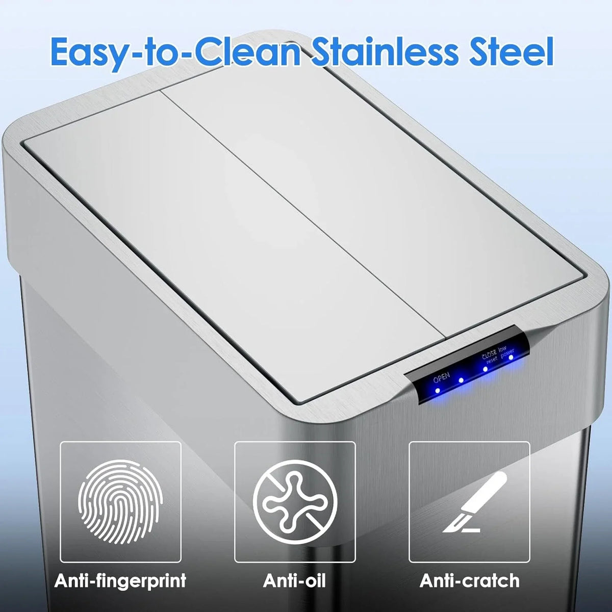 Homfa Stainless Steel Automatic Motion Sensor Kitchen Trash Can