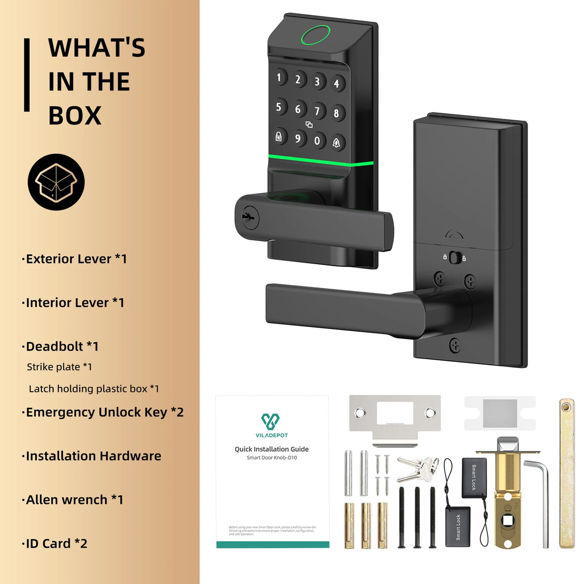 Viladepot Smart Lock Fingerprint Keyless Entry Electronic Deadbolt