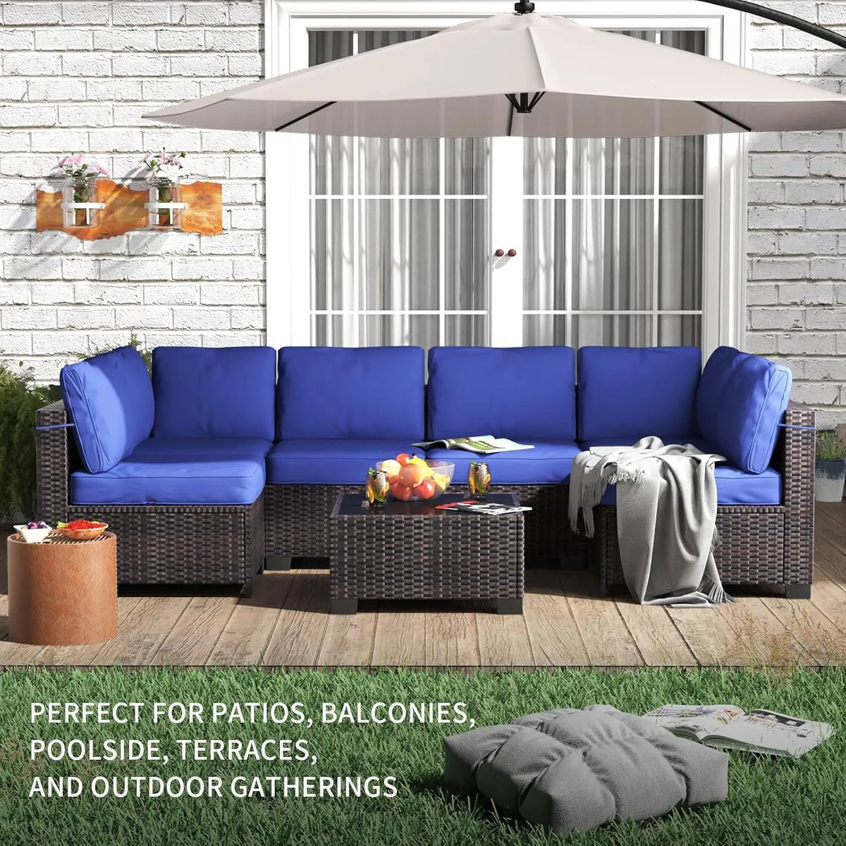 HobbyLane Modular PE Rattan Wicker Outdoor Sectional Sofa Set