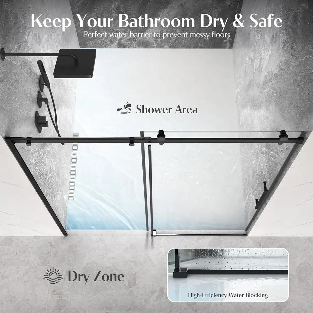 Single Sliding Shower Door With Tempered Glass Panel